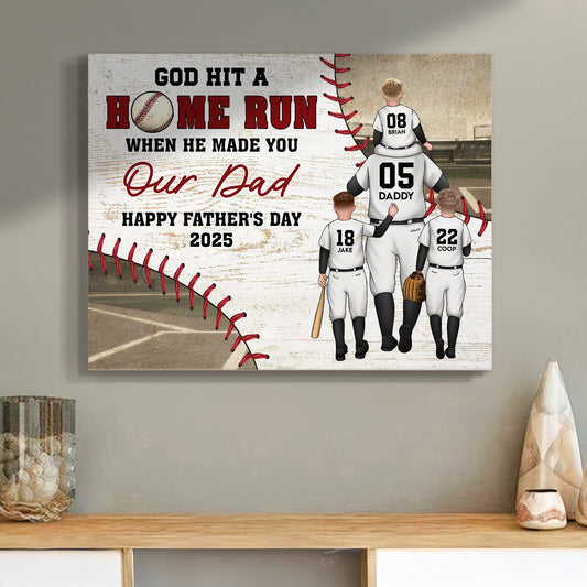 Father's Day Gifts, God Hit A Home Run When He Made You - Custom Wood Plaque