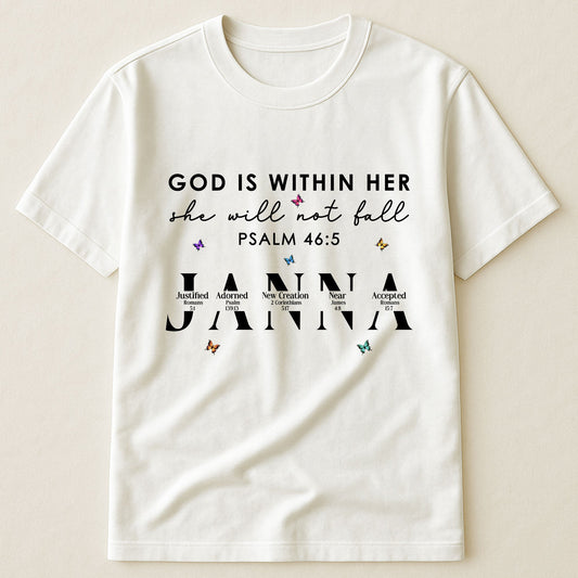 God Is Within Her She Will Not Fall With Name Letter In Bible - Personalized Shirt