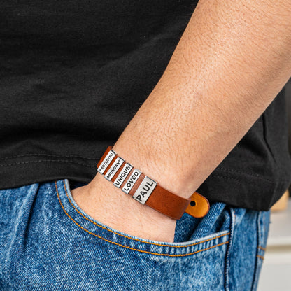 God Say I Am - Personalized Leather Bracelet With Name Beads