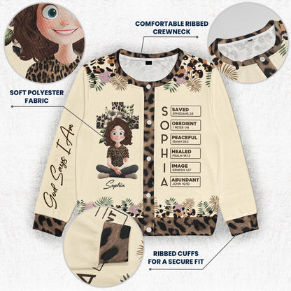 God Says I Am Affirmation - Personalized Crewneck Cardigan