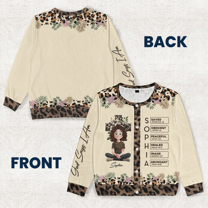 God Says I Am Affirmation - Personalized Crewneck Cardigan