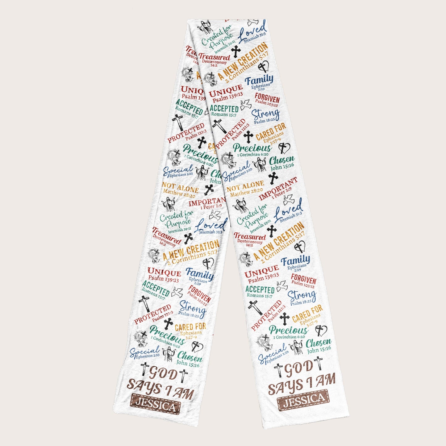 God Says I Am Bible Verses Affirmation - Personalized Fleece Scarf