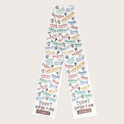 God Says I Am Bible Verses Affirmation - Personalized Fleece Scarf