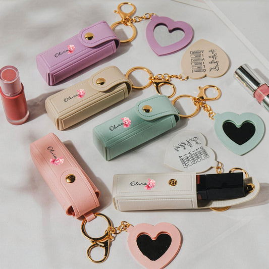 God Says You Are Name In Bible Verses - Personalized Leather Lipstick Case With Mirror Keychain