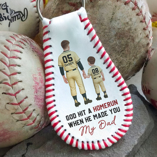 Father's Day Gifts, God Hit A Homerun When He Made You My Dad/ Mom - Personalized Keychain