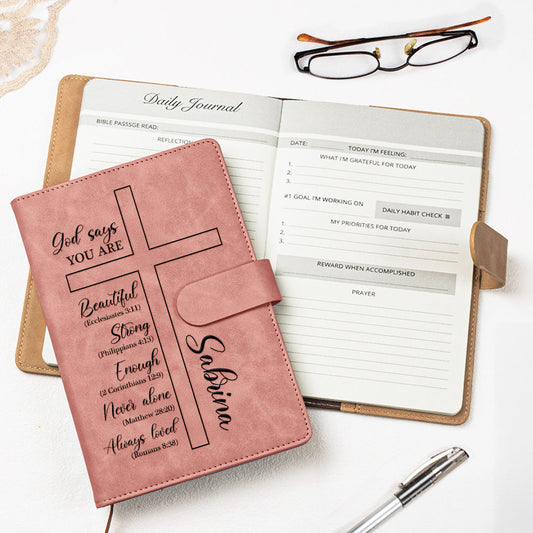 God Says You Are Religious Journal - Personalized Leather Prayer Journal