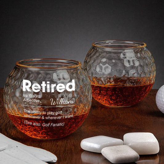 Golf Retirement Gifts For Dad, Husband, Grandpa, Golfers - Personalized Golf Whiskey Glass