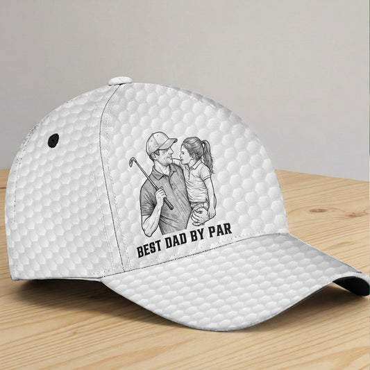 Father's Day Gifts, Golf Dad Custom Photo Sketch Line Art Father's Day Gift For Him - Personalized Classic Cap