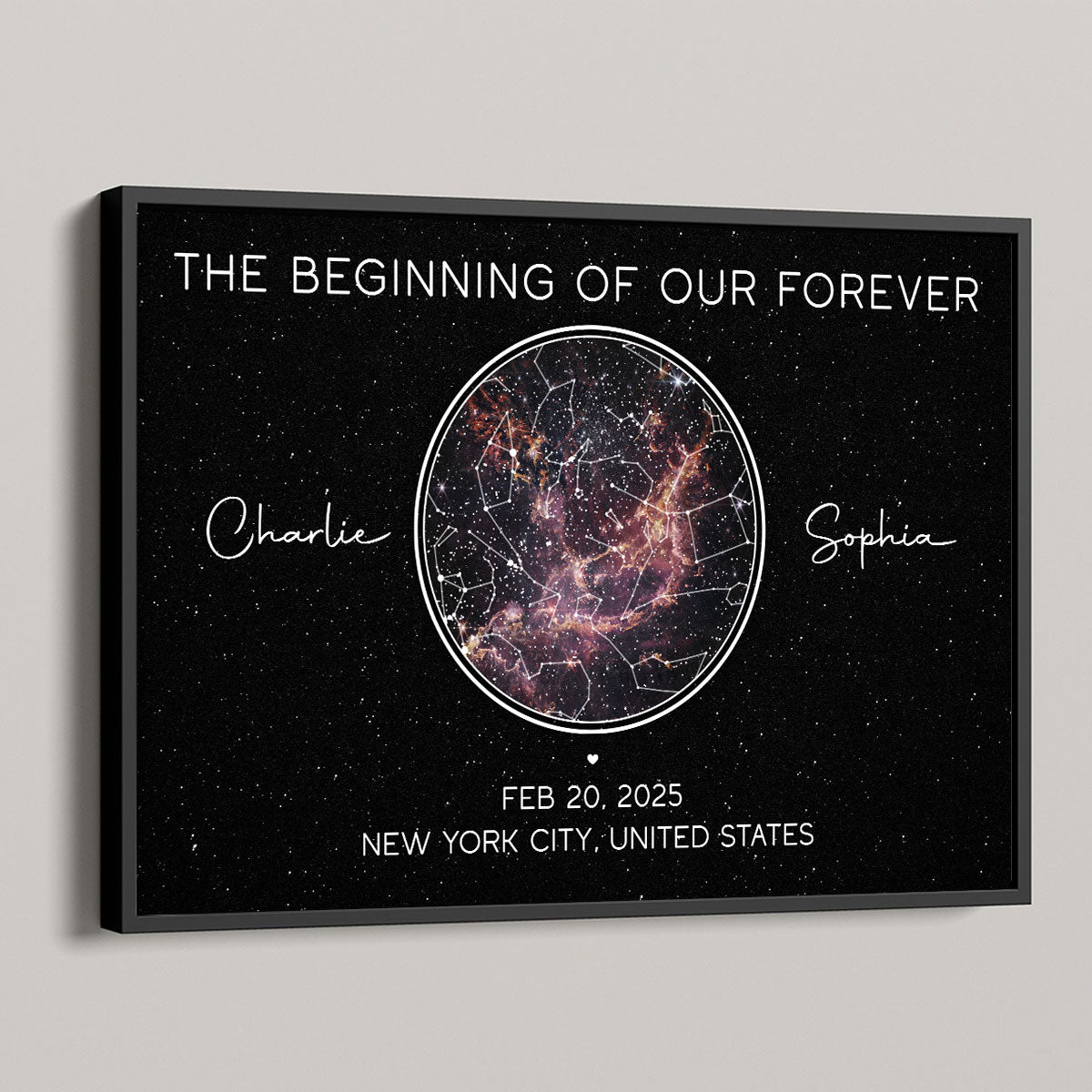 Galaxy Night Eternal Love Couple Custom Star Map Anniversary Date Personalized Poster