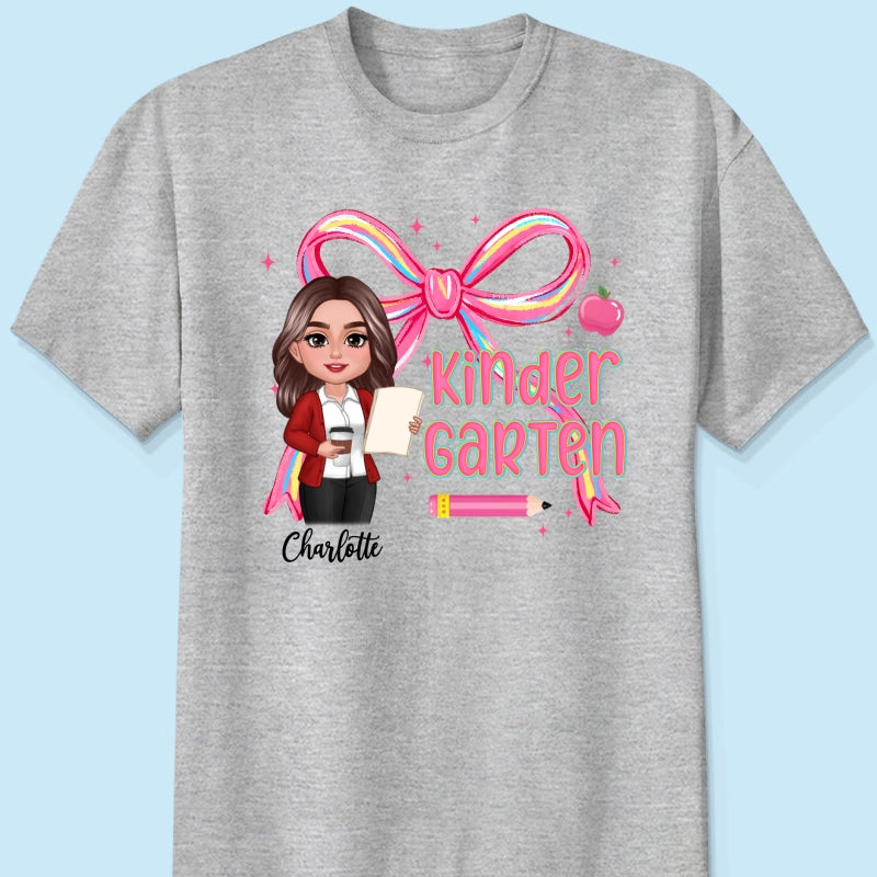 Preppy Style Pinky Teacher Custom Grade Personalized Shirt