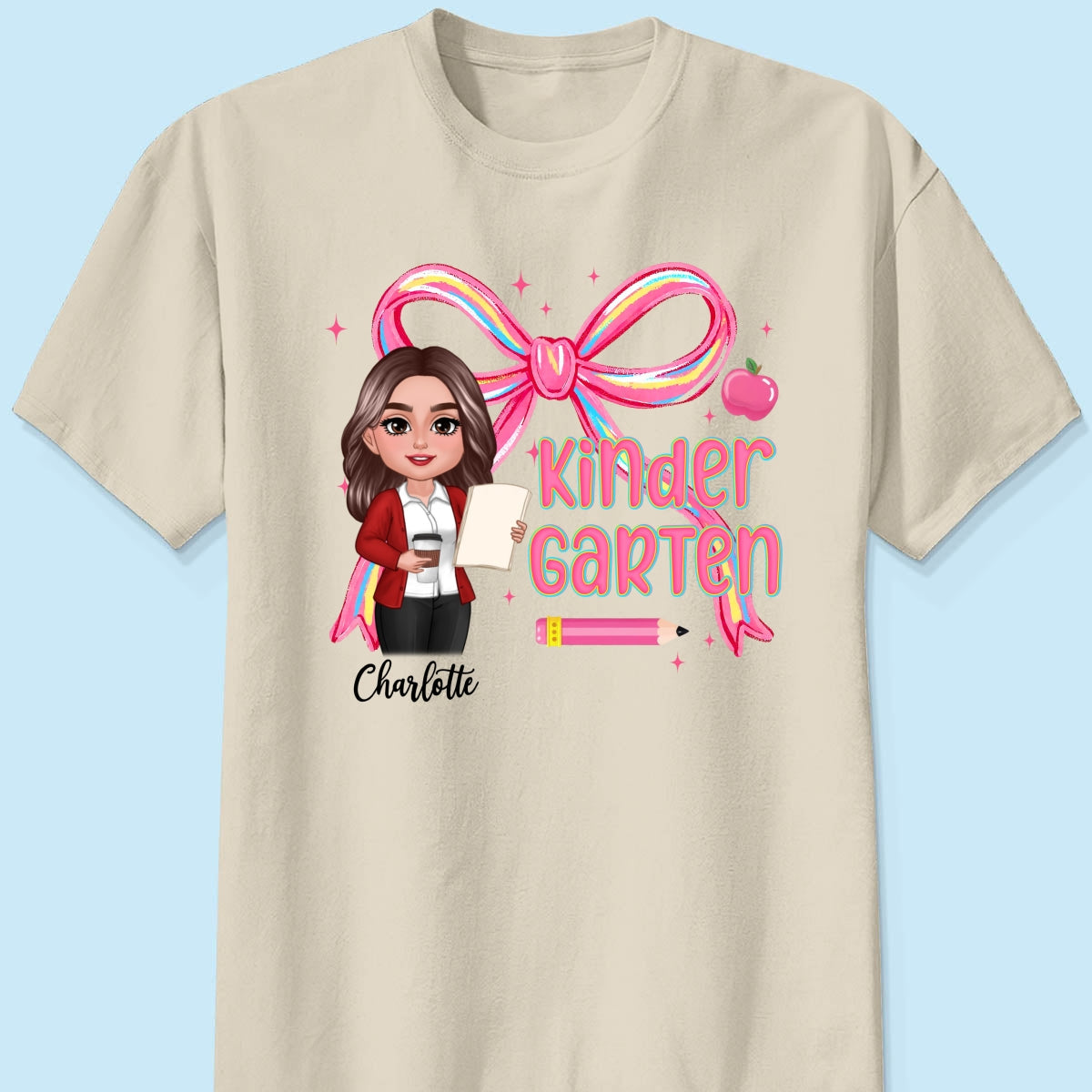 Preppy Style Pinky Teacher Custom Grade Personalized Shirt