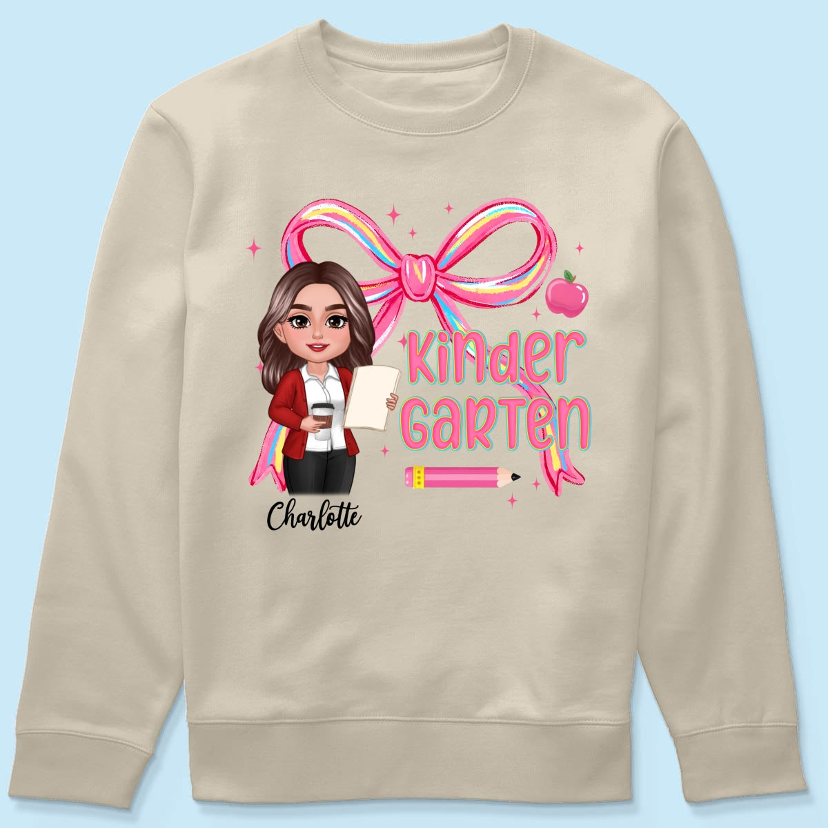 Preppy Style Pinky Teacher Custom Grade Personalized Shirt