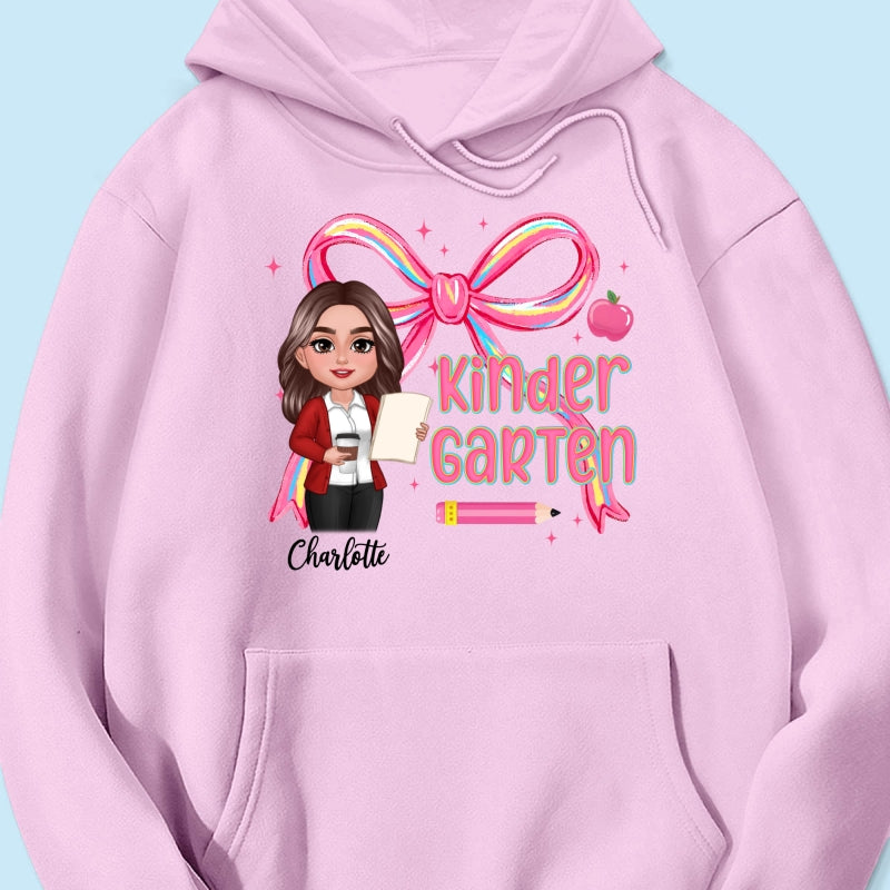 Preppy Style Pinky Teacher Custom Grade Personalized Shirt