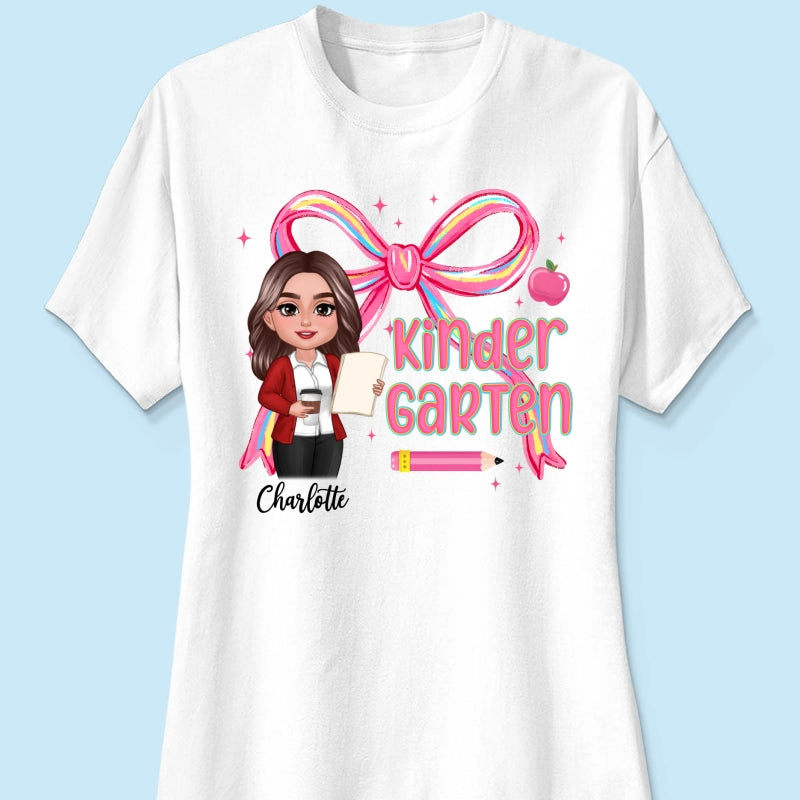 Preppy Style Pinky Teacher Custom Grade Personalized Shirt