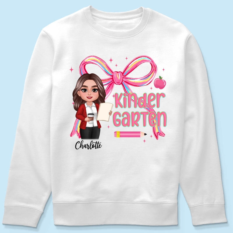 Preppy Style Pinky Teacher Custom Grade Personalized Shirt