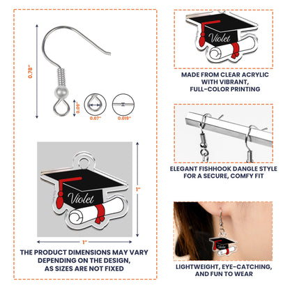 Graduation Cap - Personalized Acrylic Earrings