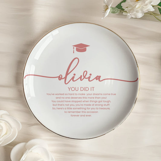 Graduation Gifts Message For Graduated Daughter, Gift For Her - Personalized Jewelry Dish