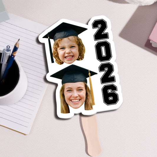 Graduation Then Vs Now Custom Photo - Personalized Graduation Fan