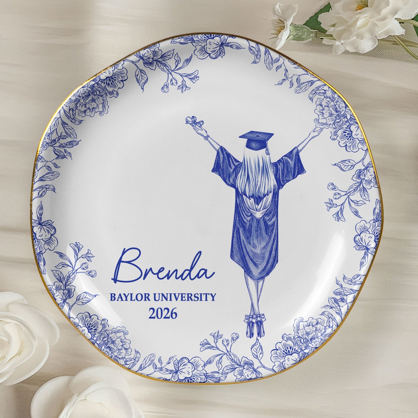 Graduation Toile De Jouy - Personalized Jewelry Dish