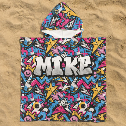 Graffiti Name Custom - Personalized Kids Hooded Towel