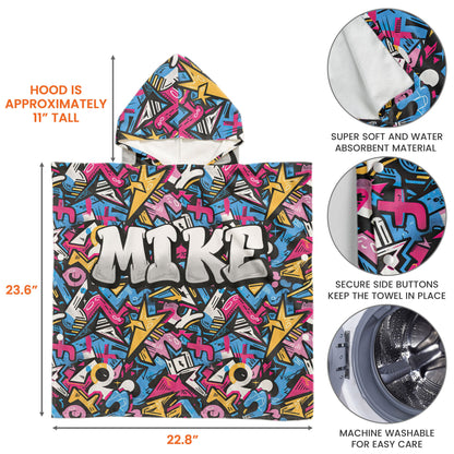 Graffiti Name Custom - Personalized Kids Hooded Towel