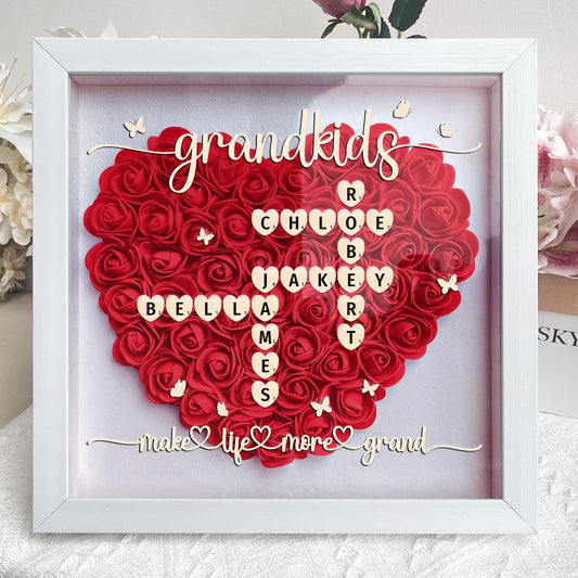 Grandkids Make Life More Grand - Personalized Flower Shadow Box