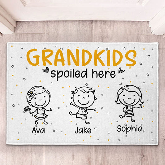 Father's Day Gifts, Grandkids Spoiled Here Doodle - Personalized Doormat