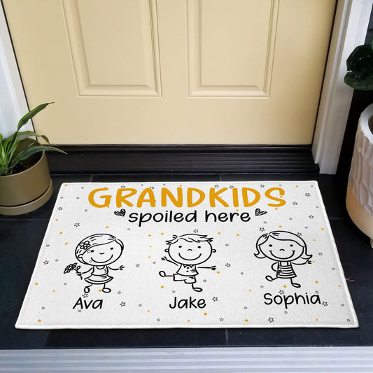 Father's Day Gifts, Grandkids Spoiled Here Doodle - Personalized Doormat