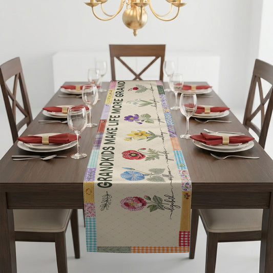Father's Day Gifts, Grandkids Make Life More Grand - Personalized Table Runner