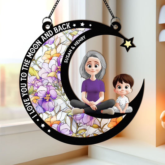 Grandma I Love You - Personalized Window Hanging Suncatcher Ornament