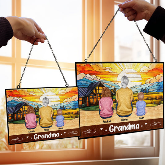 Grandma Love - Personalized Stained Glass Suncatcher
