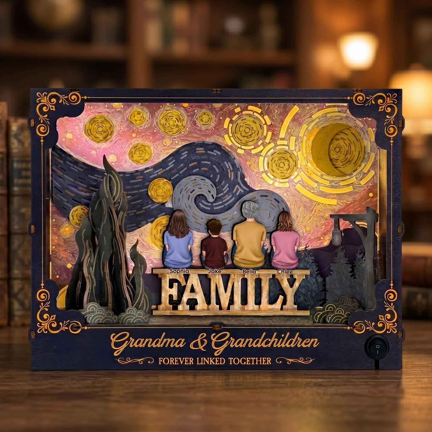 Grandma & Grandchildren Forever Linked Together - Personalized DIY Book Nook Kit