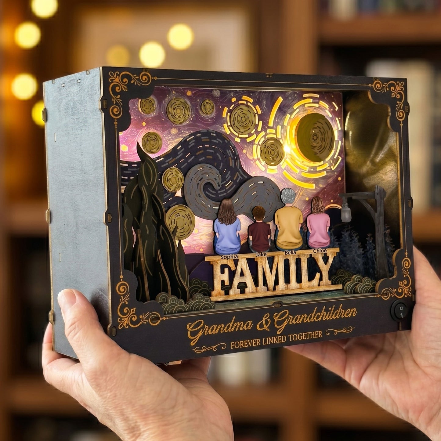 Grandma & Grandchildren Forever Linked Together - Personalized DIY Book Nook Kit