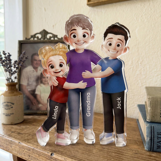 Grandma Hugging Grandkids - Personalized Acrylic Plaque