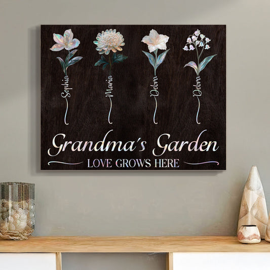 Grandma's Garden - Mother Of Pearl Effect - Personalized Wood Plaque