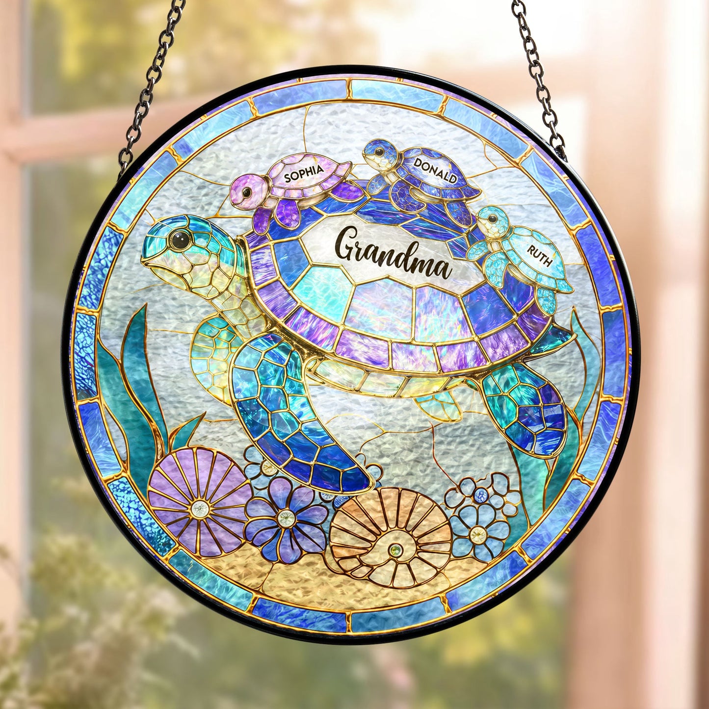 Grandma Sea Turtle - Personalized Window Hanging Suncatcher