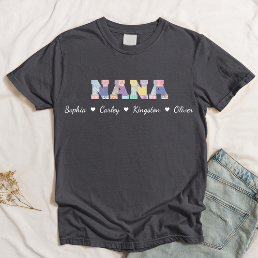 Grandma Title Patchwork Print - Personalized Shirt