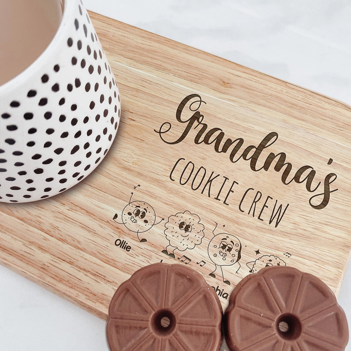 Grandma's Cookie Crew - Custom Engraved Wooden Tea & Biscuit Board