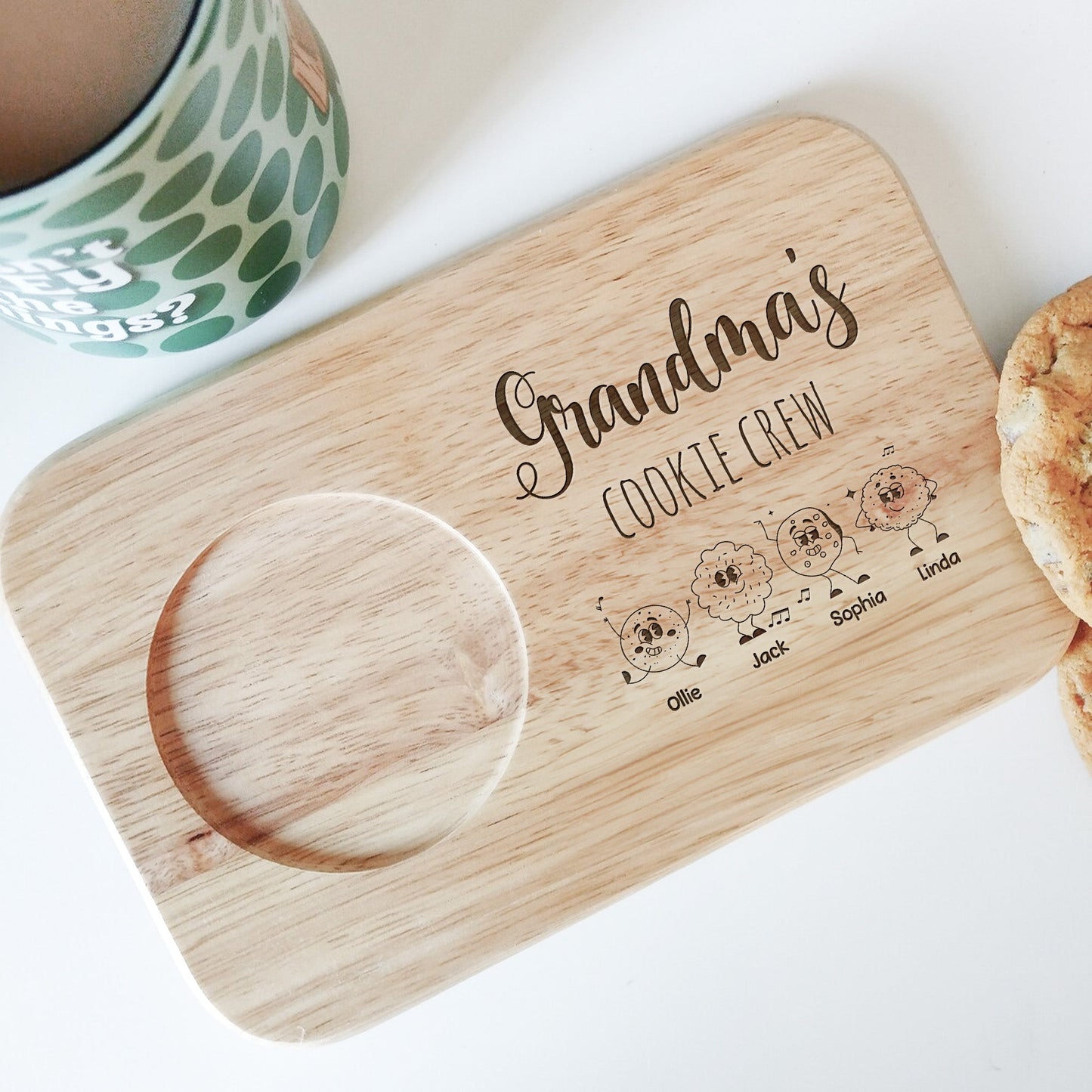 Grandma's Cookie Crew - Custom Engraved Wooden Tea & Biscuit Board