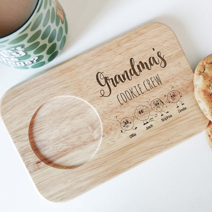 Grandma's Cookie Crew - Custom Engraved Wooden Tea & Biscuit Board