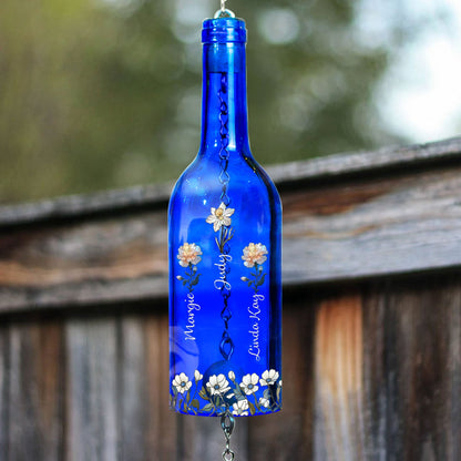Grandma's Garden Birth Flowers - Personalized Wine Bottle Wind Chime