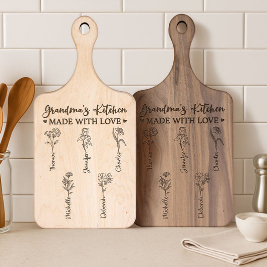 Grandma's Kitchen Made With Love - Personalized Paddle Cutting Board