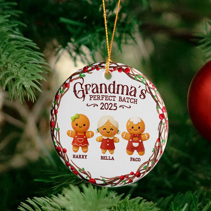 Grandma's Perfect Batch Christmas Cookie Gingerbread - Personalized Ceramic Ornament