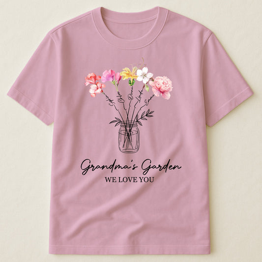 Grandma's Garden, Mimi's Garden, Gigi's Garden Custom With Grandkids' Birth Flowers - Personalized Shirt