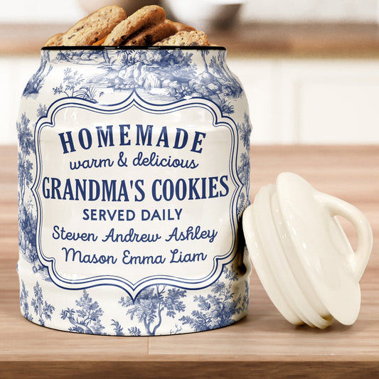 Father's Day Gifts, Grandma's Cookies Toile de Jouy Style - Personalized Cookie Jar