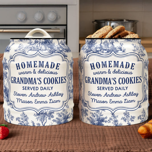 Father's Day Gifts, Grandma's Cookies Toile de Jouy Style - Personalized Cookie Jar