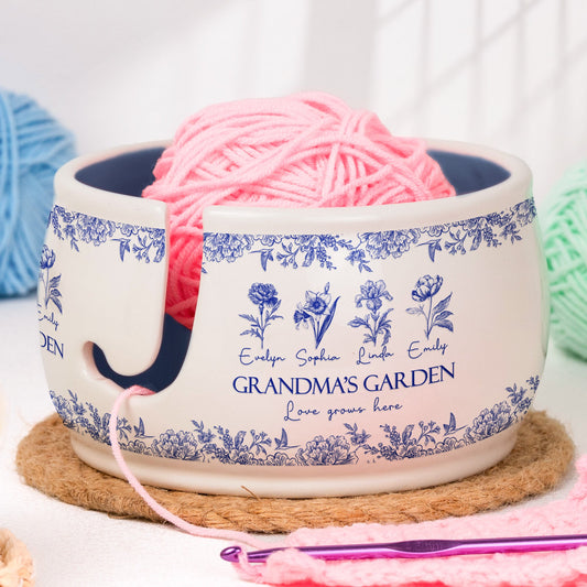 Grandma's Garden Custom Birth Flower  - Personalized Yarn Bowl