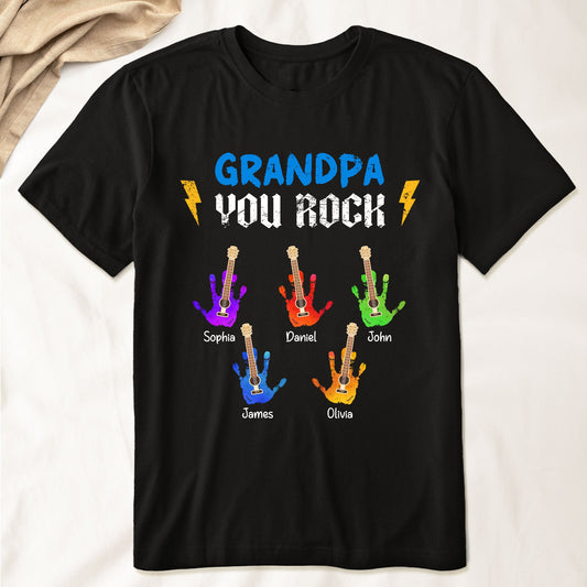 Father's Day Gifts, Grandpa You Rock - Personalized Shirt - Gift For Grandpa