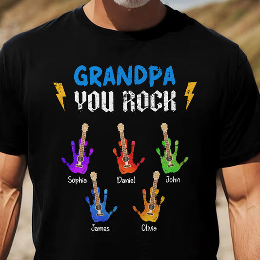 Father's Day Gifts, Grandpa You Rock - Personalized Shirt - Gift For Grandpa