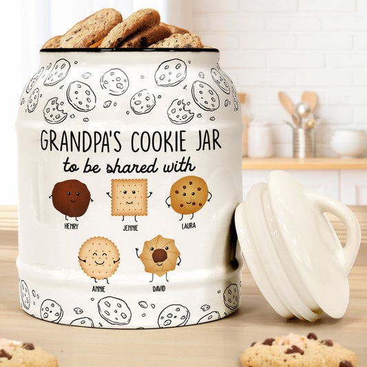 Father's Day Gifts, Grandpa & Grandma's Cookie Jar To Be Shared With Kids - Personalized Cookie Jar